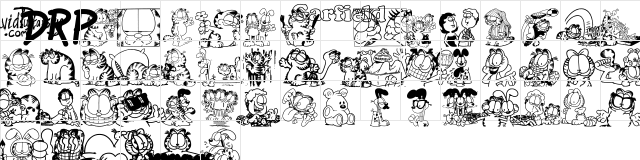 Garfield Hates Mondays Loves Fonts Regular  glyph index