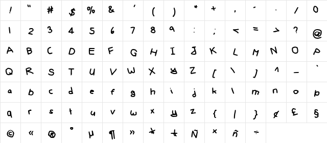 Gee_WP_Handwriting_2016_Rando Regular  glyph index