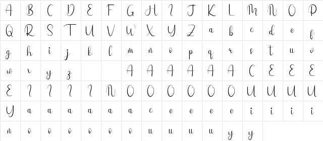 Undertones Demo Regular  glyph index