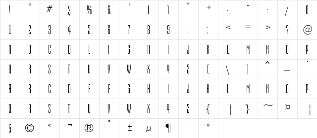 a_Empirial Regular  glyph index