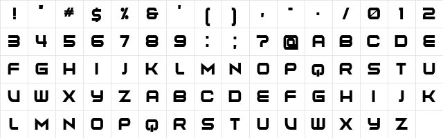 Energia Regular  glyph index