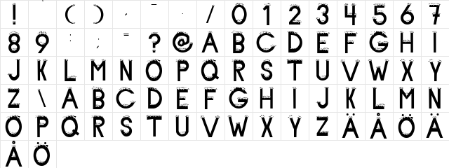 Grass Regular  glyph index