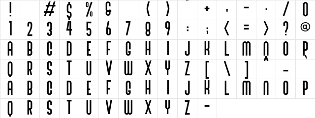 Bivoac Reguler Demo Regular  glyph index