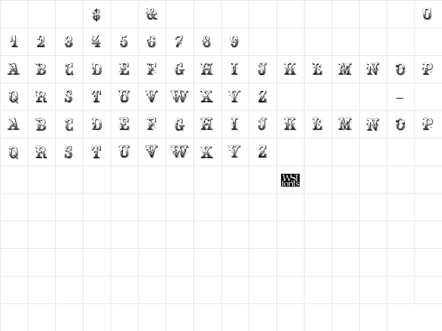 DanceHallCaps Regular  glyph index