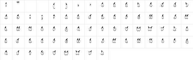 BUNNY KAI Regular  glyph index