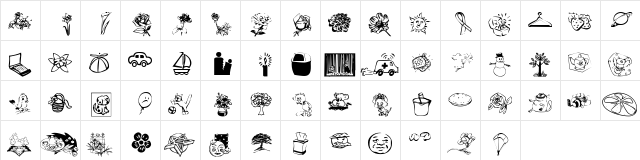 KR Katlings Five Regular  glyph index