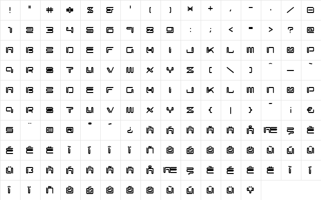 CyberMonkey Regular  glyph index