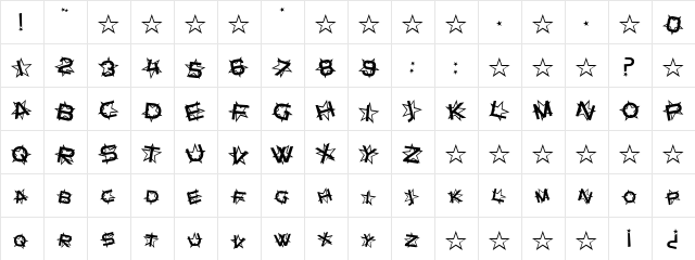 Star Dust Regular  glyph index