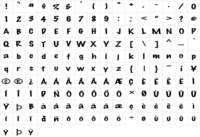 FZ HAND 14 EX Normal  glyph index