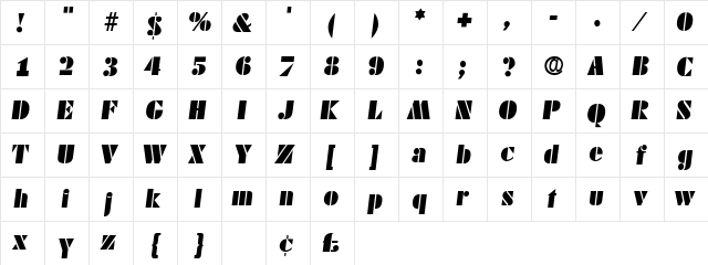 Cado Display SSi Italic  glyph index