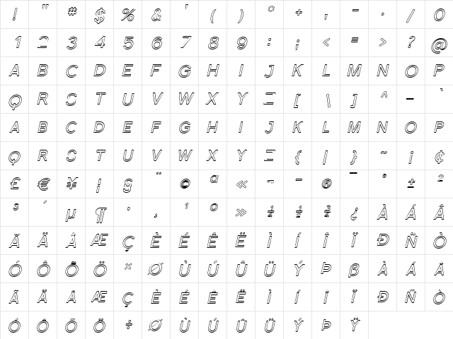 Florencesans SC Outline Italic  glyph index