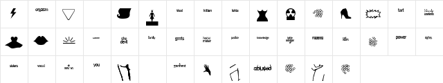 PussyGalore Regular  glyph index