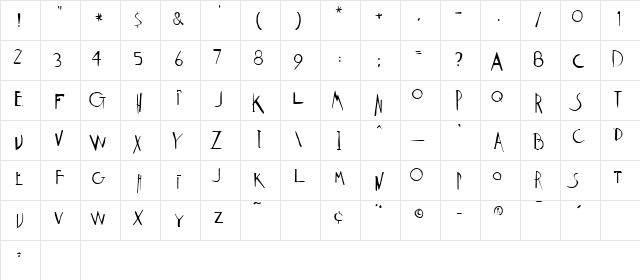 Weimar Regular  glyph index