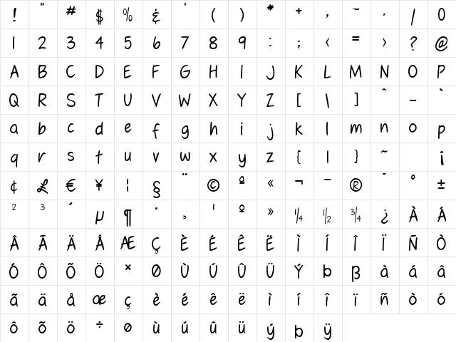 Fennario Light  glyph index