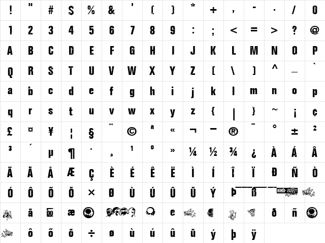 ONKELZ 2014 Regular  glyph index