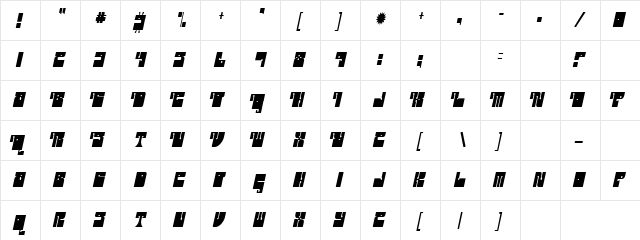 Chart Beat Regular  glyph index