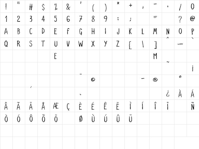 Very Simple Chalk Regular  glyph index