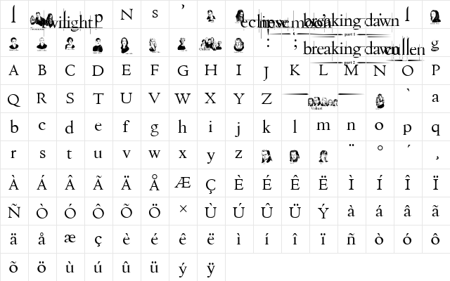 Cullen Regular  glyph index