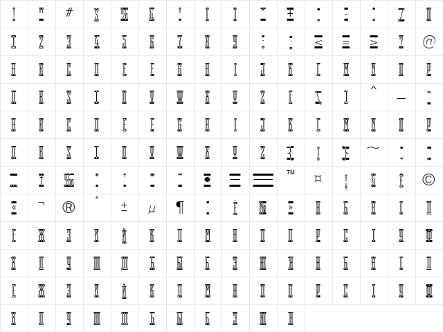 a_EmpirialCmSp Regular  glyph index