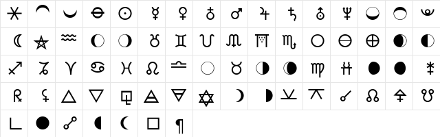 AstrotypeP LT Std Regular Regular  glyph index