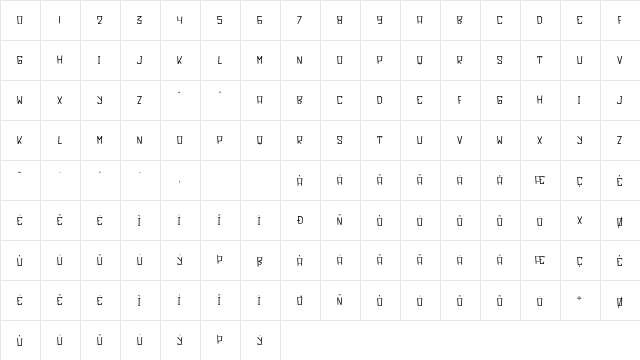 Limoline Regular  glyph index