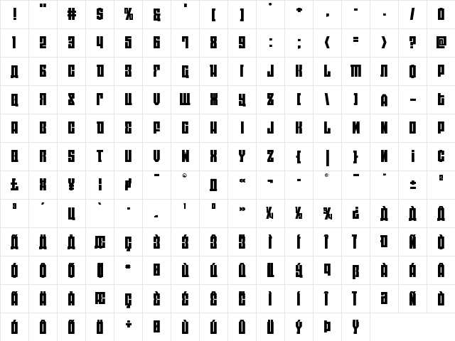 EAST-west Expanded Expanded  glyph index
