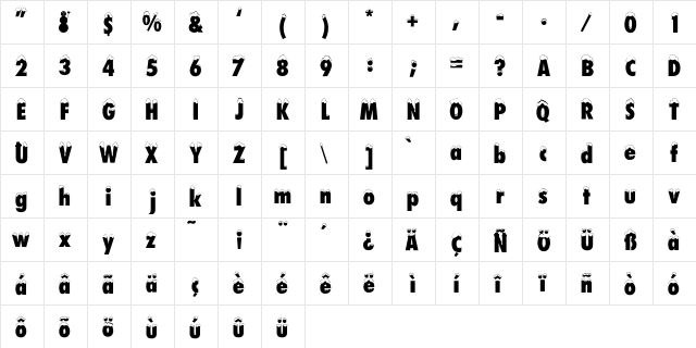 DS Snowfall Regular  glyph index