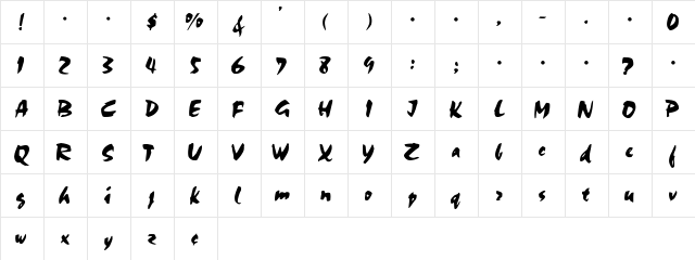 Fall River Regular  glyph index