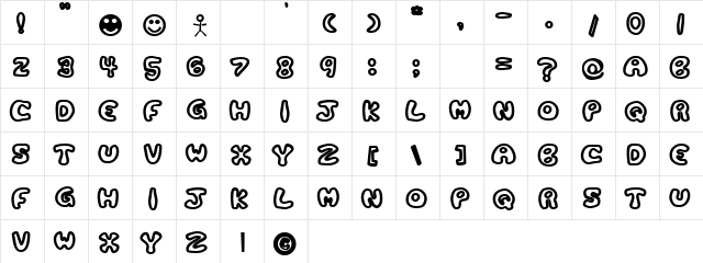 Plastic Tomato Bold  glyph index