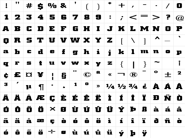 FZ BASIC 53 EX Normal  glyph index
