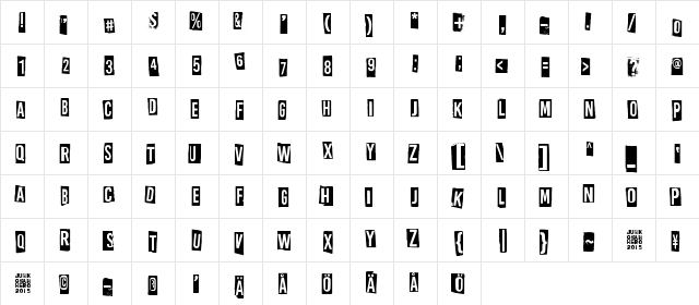 All rights reserved Regular  glyph index
