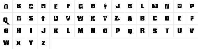 Shaun of the Dead Regular  glyph index