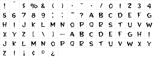 Bedrock-Light Wide Regular  glyph index
