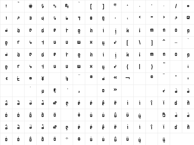 Cosmonaut Gravity  glyph index