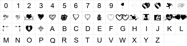 tungfont love 001 Regular  glyph index