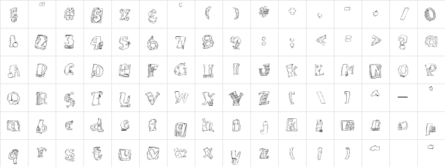 LDJ Back to School Regular  glyph index