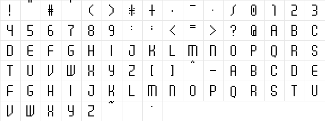 11pxbus Regular  glyph index