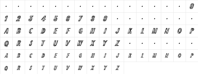 ChiliPepper-ExtraBold Condensed Italic  glyph index