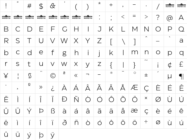 Eastman Trial Regular Offset  glyph index