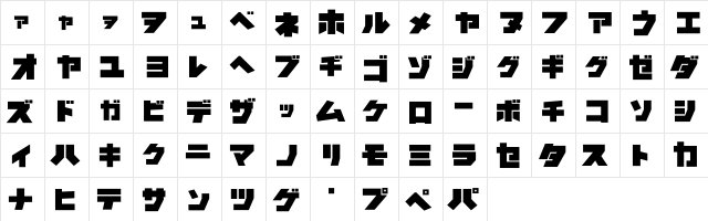 NEURONA Katakana  glyph index