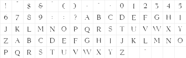 QueenElizabeth Regular  glyph index