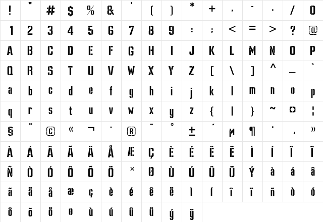 Danger Regular  glyph index