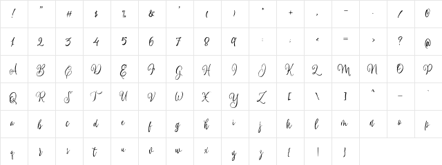 Chillday DEMO Regular  glyph index