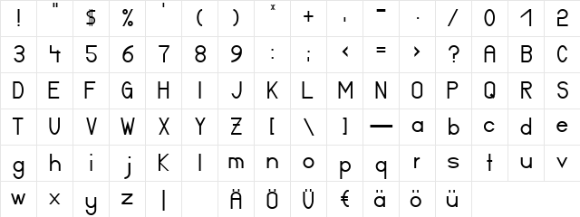 Certified Regular  glyph index