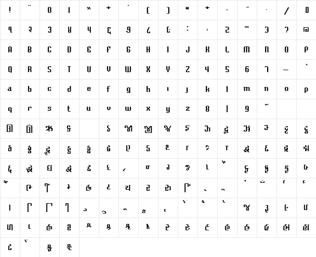 AkrutiOfficeVallabh Normal  glyph index