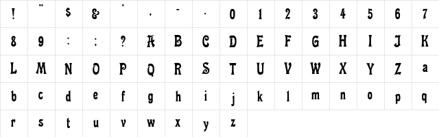 EmperorAN Regular  glyph index