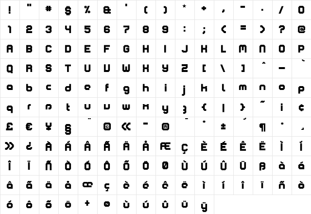 Comsat Black  glyph index