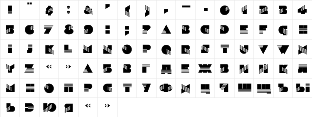 Sinaloa_DG Regular  glyph index
