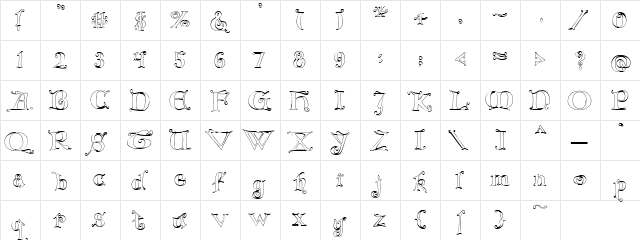 PC Lombardic Limbo Regular  glyph index