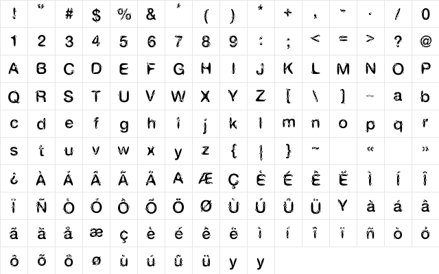 COVID-SY Regular  glyph index